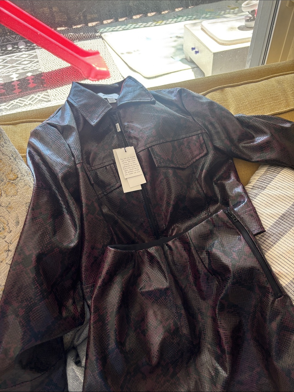 Jason Wu Women's Faux Leather Jacket in Dark Plum with Black Sheen